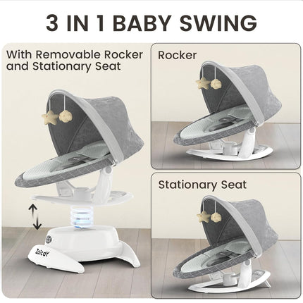 Smart Electric Baby Swing with Motion Detection – 5 Adjustable Speeds & 12 Lullabies – Automatic Infant Rocker with Remote Control