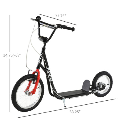 Teens & Youth Scooter with Inflatable All-Terrain Wheels – Dual Hand Brakes & Adjustable Handlebar – High-Performance Kick Scooter for Kids 5+ (Black)
