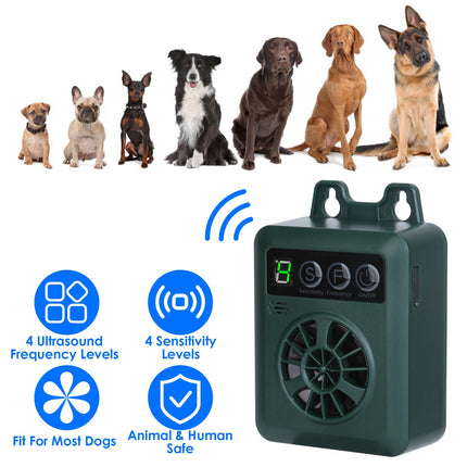Ultrasonic Anti-Barking Device – 50ft Range Dog Bark Deterrent – 4 Frequency & Sensitivity Levels – Safe & Effective Indoor/Outdoor Bark Control for All Dog Sizes