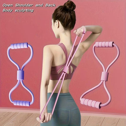 Figure 8 Resistance Band – Elastic Yoga Pull Rope for Arm & Shoulder Toning – Back Stretcher & Chest Expander for Home Fitness