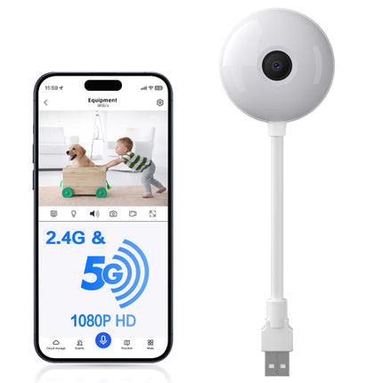 2K HD Lollipop WiFi Baby Monitor – AI Smart Camera with Crying Detection – Flexible Bendable Mount Pet & Security Cam – Two-Way Audio & Night Vision