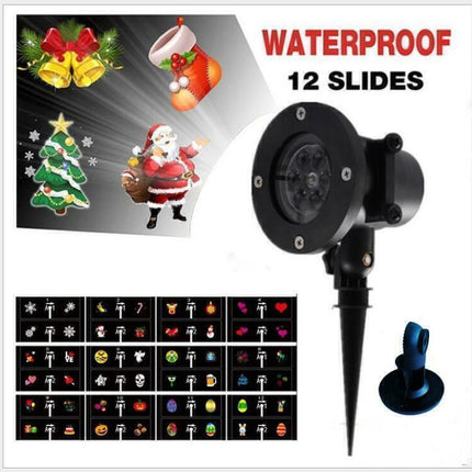 48-Pattern Christmas Laser Projector Light – LED Snowflake & Holiday Scene Projector – IP65 Waterproof Outdoor Landscape Lighting