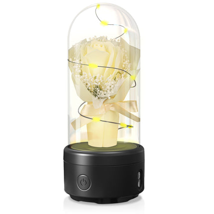 2-in-1 Rose Bouquet LED Light & Bluetooth Speaker – Enchanted Rose Night Light in Glass Dome – Unique Mother’s Day, Valentine’s Day & Anniversary Gift