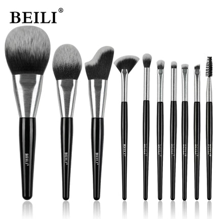 Professional 10pcs Vegan Makeup Brush Set – High-Density Contour & Blush Brushes