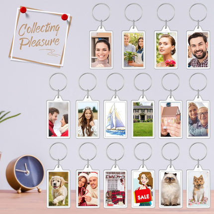 50 Pack Transparent Acrylic Photo Keychains – Blank Insert Keyrings for DIY Personalization – Durable Clear Picture Frames for Gifts & Crafts