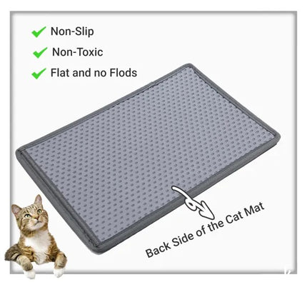 Non-Slip Cat Litter Trapping Mat – High-Density PVC Fiber Mesh Mat – Waterproof & Soft Surface Kitty Litter Catcher for Indoor Cats