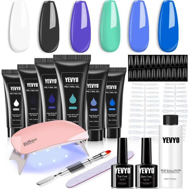 Ultimate PolyGel Starter Kit – Professional UV Nail Lamp, 6 Colors & Slip Solution Suite
