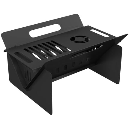 3-in-1 Folding Fire Pit & Coffee Table – Portable Wood Burning Stove – Multifunctional Outdoor Camping Grill with Carry Bag – Black
