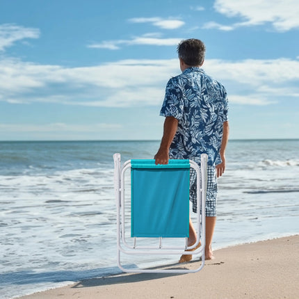 Lightweight Folding Beach Chair with Removable Sun Umbrella – 265lbs Capacity – Portable Camping Chair for Picnic, Concerts & Outdoor Activities