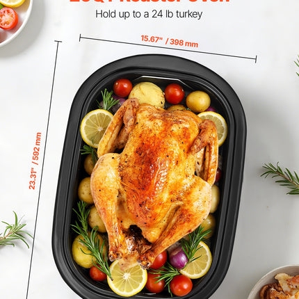 20 Quart Electric Roaster Oven with Self-Basting Lid – Large Capacity Roasting Pan for Turkey, Beef & Roasts
