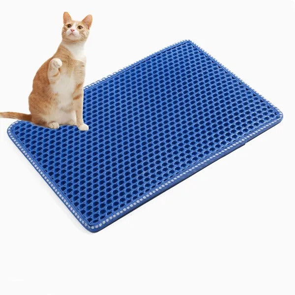 Paw-Shaped Cat Litter Trapping Mat – Non-Slip Waterproof Kitty Litter Mat – Soft PVC Mesh Scatter Control Pad for Indoor Cats