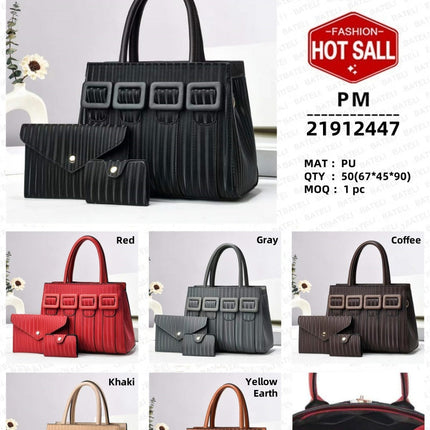 3-Piece Women’s Large Capacity Handbag Set – Professional PU Leather Tote, Crossbody Bag & Clutch – Elegant 3-in-1 Purse Collection