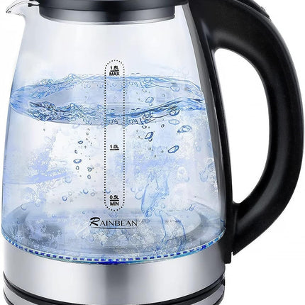 ProSafety™ Electric Water Kettle – 1.8L High-Capacity Glass Boiler – Cordless Base with 360° Swivel – BPA-Free Fast Heating Kettle