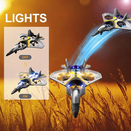 4DRC V17 RC Stunt Plane – 2.4G Remote Control Fighter Jet with 360° Flip – Altitude Hold & LED Lights – Durable EPP Foam Aircraft for Kids & Beginners