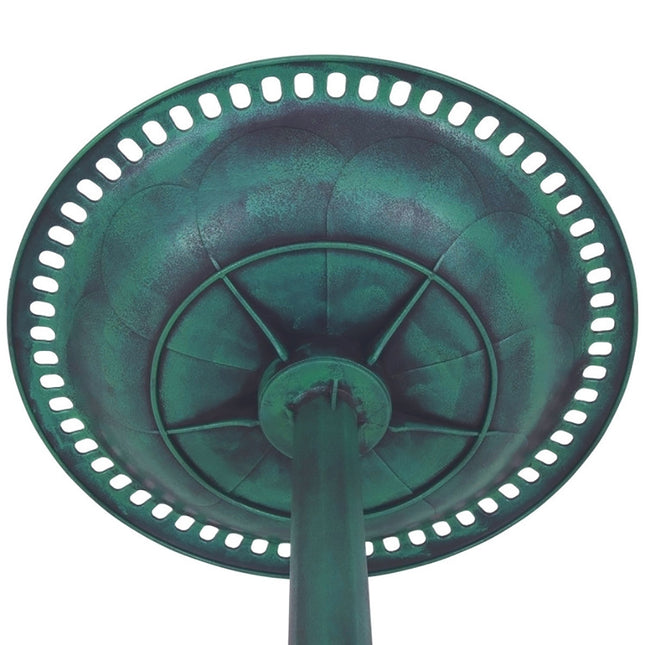 Antique Green Pedestal Bird Bath – 28" Decorative Garden Bird Feeder – Weather-Resistant Outdoor Bird Oasis