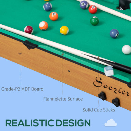 55" Portable Folding Billiard Table – Full Set with Cues, Balls & Rack – Space-Saving Pool Table for Home, Office & Game Room