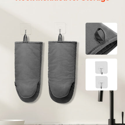 Non-Slip Silicone Oven Gloves – Thick Cotton Lining & Hanging Hooks – Premium Heat Protection for Baking & Grilling