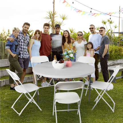 48-Inch Round Folding Utility Table – Heavy-Duty Portable Dining Table with Carrying Handle for Parties, Picnics and Outdoor Events