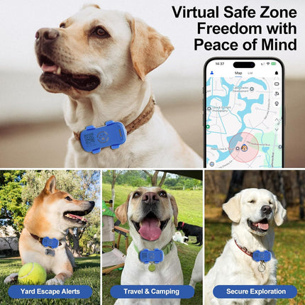Real-Time GPS Pet Tracker for Dogs & Cats – Anti-Lost GPS Location Monitor with Geo-Fence, Light & Sound Alarm – Unlimited Distance Tracking