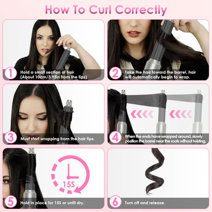 6-in-1 High-Speed Hot Air Styler – Automatic Wrap Curler, Volumizer & Straightener