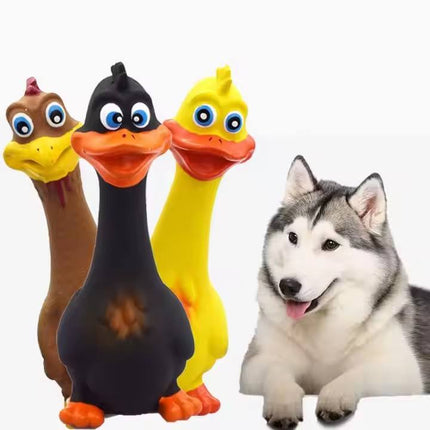 3-Pack Screaming Chicken Dog Toys – Eco-Friendly Latex Squeaky Chew Toy – Hilarious Interactive Sound Toy for Small, Medium & Large Dogs