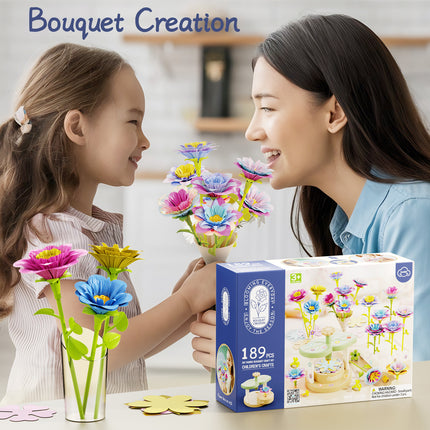 DIY Flower Garden Building Toy – 189 Pcs Flower Arrangement Playset – Creative Stem Building Toys for Girls & Toddlers – Educational Floral Bouquet Kit