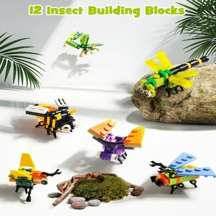 912-Piece Animal & Insect Mini Building Block Set – 24-in-1 Creative DIY Kits – Educational STEM Toy for Kids, Boys & Girls – Realistic Nature Models