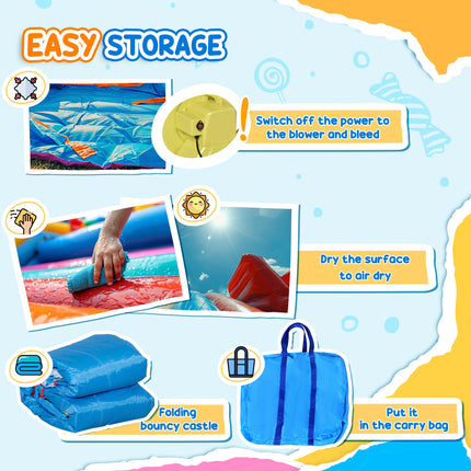 6-in-1 Inflatable Water Slide & Bounce House – Giant Bouncing Castle with Water Cannon, Climbing Wall & Splash Pool – Heavy Duty Outdoor Fun for Kids