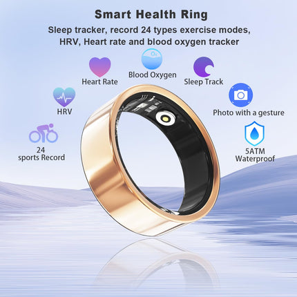 Smart Health Ring – 24/7 Fitness Tracker with Heart Rate, SpO2 & Sleep Monitor – IP68 Waterproof – No Subscription Fee – iOS & Android Compatible
