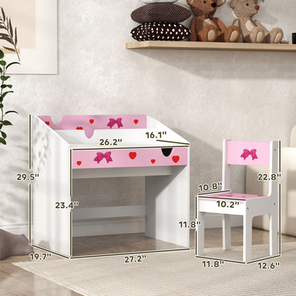 Sleek & Sturdy Kids' Writing Desk – Large Surface Student Workstation with Bookshelf – Premium Junior Study Table for Bedrooms