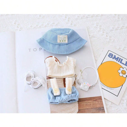 5-Piece Cute Labubu Doll Outfit Set – Adorable Hat & Shoes Clothes Kit for 15cm-17cm Plush Dolls – Trendy Doll Dress-Up Accessories