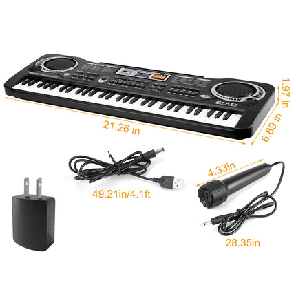 61-Key Digital Music Electronic Keyboard – Electric Piano with Microphone for Beginners – Portable Musical Instrument for Kids & Adults – Learning Mode & Recording