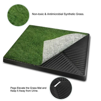Indoor Dog Potty Trainer – Artificial Grass Pad & Tray System – Portable Pet Toilet for Puppies & Small Dogs – Realistic Turf Loo for Apartment Living