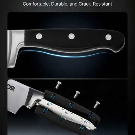 15-Piece Professional Knife Set with Wooden Block – Ultra-Durable Crack-Resistant Handles – High-Carbon Stainless Steel Cutlery