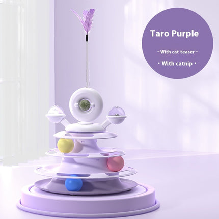 4-Level Cat Toy Tower – Interactive Track Roller with Spinning Balls – Mental Stimulating Puzzle for Indoor Cats & Kittens