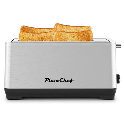 4-Slice Extra Wide Long Slot Toaster – Stainless Steel Bread Toaster with 6 Browning Settings – Bagel, Defrost & Reheat Functions