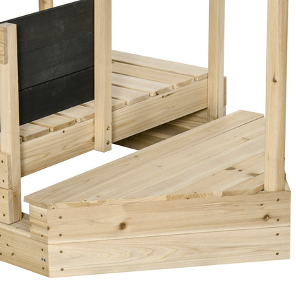 Kids Wooden Sandbox with Cover and Bench Seats – Outdoor Children’s Sand Pit with Foldable Lid – Weather-Resistant Backyard Play Center