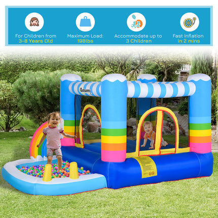 Inflatable Bounce House for Kids – 2-in-1 Jumping Castle with Ball Pit Pool – Indoor & Outdoor Party Bouncer with Heavy-Duty Air Blower & Carry Bag
