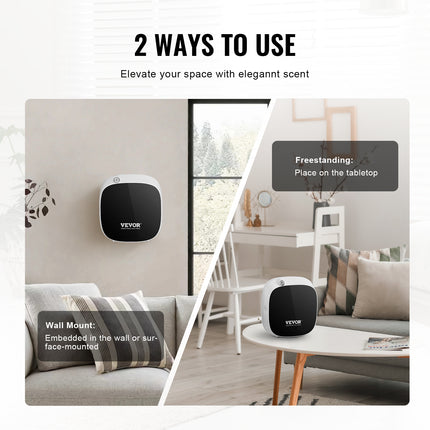 VEVOR Waterless Scent Air Machine – Cold Air Diffusion Technology – Smart Essential Oil Diffuser with USB/Battery Power for Home, Spa & Office