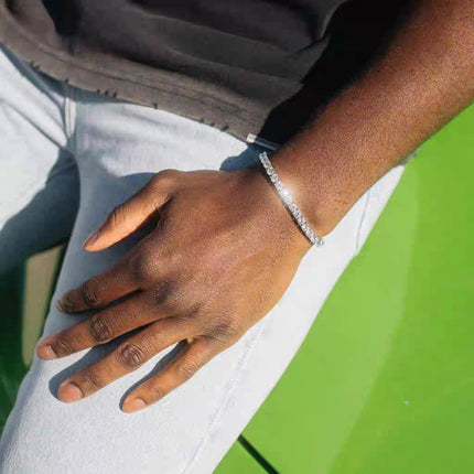 Luxury Sparkling Zircon Bracelet – Unisex Tennis Style Wristband – Detachable Extender Chain for Perfect Fit – Elegant Gift for Daily Wear & Holidays