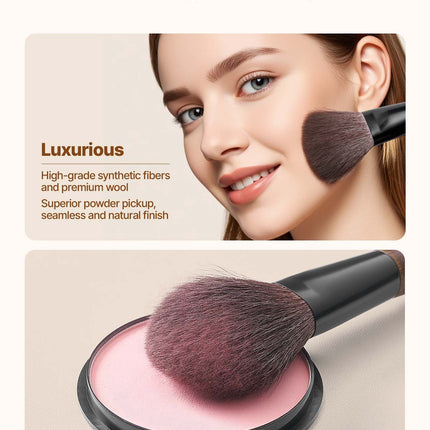 Artisan Collection 9pcs Makeup Brush Kit – Premium Wool Blend with Travel Storage Bag