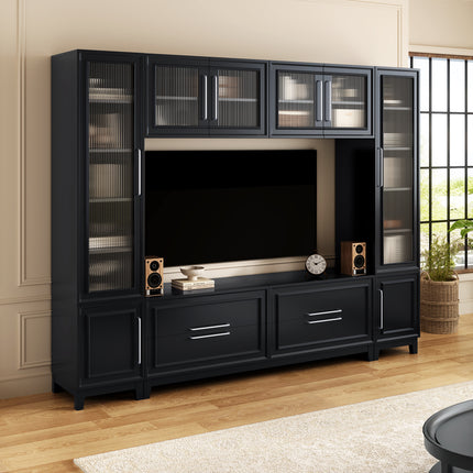 Extra-Wide 102" TV Stand & Entertainment Unit – Minimalist Media Center for 75-Inch TVs – Modern Storage Console with Drawers & Tempered Glass