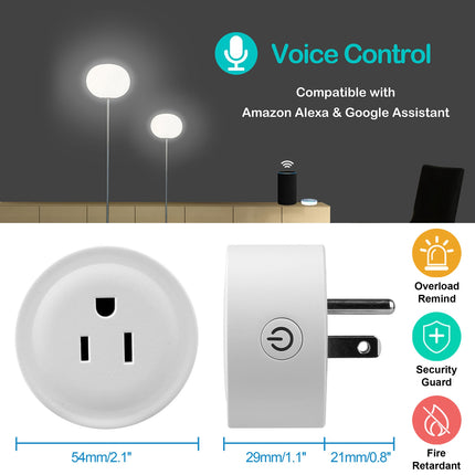 WiFi Smart Plug Mini – Smart Outlet with App Remote Control & Voice Command – Compatible with Alexa & Google Home – No Hub Required (US Plug)