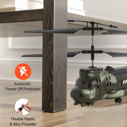 Military Transport RC Helicopter – 3.5 Channel Mini Aircraft with Gyroscope – Stable Hovering & Collision Resistant Toy – Perfect Birthday Gift for Kids
