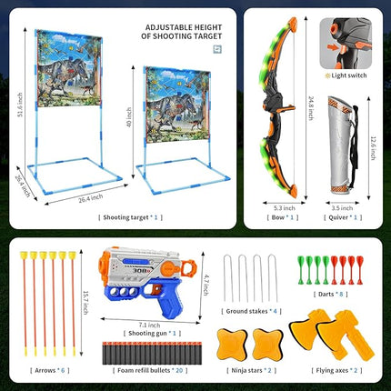 Dinosaur Sticky Ball Launcher Toy – Kids Dart Board Target Game with Sticky Balls – Indoor & Outdoor Sports Game for Boys & Girls – Perfect Birthday Gift