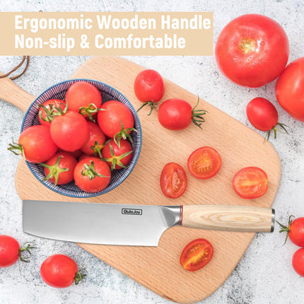 Qulajoy™ Japanese Vegetable Cleaver – High-Carbon Stainless Steel Chopping Knife with Wooden Handle