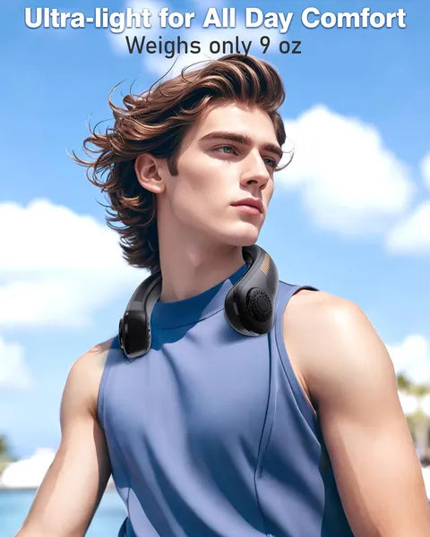 Portable Neck Fan - 5-Speed Rechargeable Personal Fan - 360° Cooling, Quiet & Lightweight Wearable Fan for Travel, Sports, and Outdoor Activities