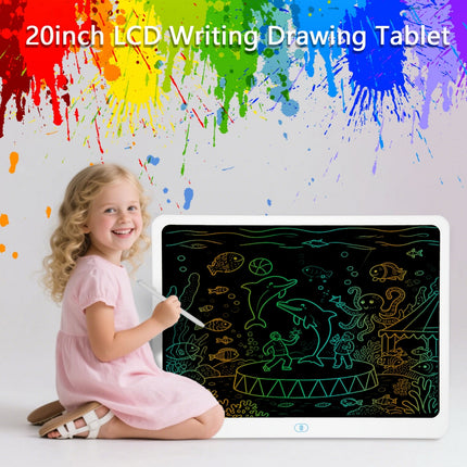 Giant 20-Inch LCD Writing Tablet – Colorful Electronic Doodle Board – Erasable & Reusable Drawing Pad for Kids – Educational Learning Gift