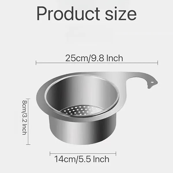 Stainless Steel Swan Sink Strainer Basket – Multi-Functional Kitchen Sink Drain Filter – Corner Hanging Storage & Draining Rack