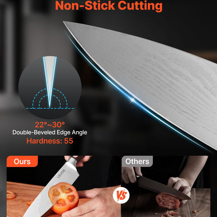 15-Piece Professional Kitchen Knife Set with Wooden Block – High-Carbon Stainless Steel – Built-in Sharpener Rod & Steak Knives